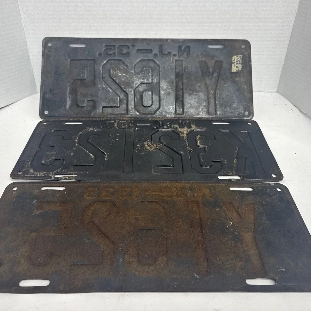 Vintage 1935, '37 & 1938 New Jersey License Plates